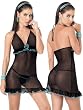 Black Lace Ruffle Babydoll Lingerie Set - MEDIUM