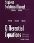 Student Solutions Manual for Differential Equations