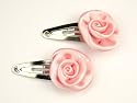 "Sateen Rose" Mini Baby Girl & Toddler Hair Clips - Pink