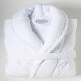 Fleece Bath Robe, White, Medium