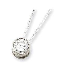 Sterling Silver CZ Pendant on 16in Chain Necklace. Metal Wt- 2.5g