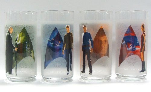 STAR TREK SET OF 4 GLASSES 12OZ - SPOCK, UHURA, NERO & KIRK NIB