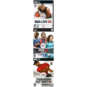 EA Sports 3 Pack: FIFA Soccer 2008 + Tiger Woods PGA Tour Golf 2006 + NBA Live 06