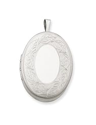 Genuine .925 Sterling Silver 20mm Leaf Border Oval Locket. 100% Satisfaction Guaranteed.