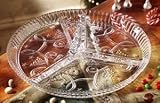 ORNAMENTS COLLECTION TREE DESIGN CRYSTAL SECTIONAL PLATE WITH HANDLE