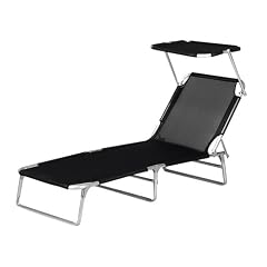 Siena Garden 655579 Dreibeinliege mit Dach, schwarz  L 187 x B 60 x H 30 cm
