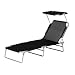 Siena Garden 655579 Dreibeinliege mit Dach, schwarz  L 187 x B 60 x H 30 cm