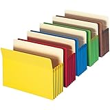 Smead File Pocket, Straight-Cut Tab, 5-1/4" Expansion, Letter Size, Assorted Colors, 5 per Pack (73836)