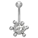 The Stainless Steel Jewellery Shop - Stainless Steel Navel Ring with Spikey Ball - Includes FREE Vel