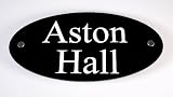 House Number Sign / Plaque Black Acrylic Oval