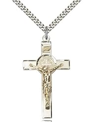 St. Benedict Crucifix Pendant, Two-Tone