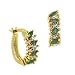 Vermeil (24k Gold over Sterling Silver) Genuine Emerald Stone Marquise Cut Genuine Diamond Accent Hoop Earrings