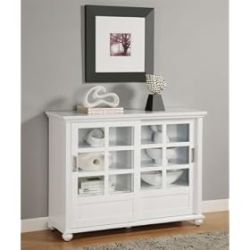 Brady Bookcase with Sliding Doors - White by Dorel Altra