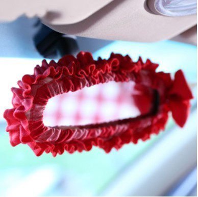 Pastoral Wind Falbala Bowknot Rear Mirror Cover for Car (Red)