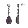 Sterling Silver Black Plated Amethyst Glass Earrings