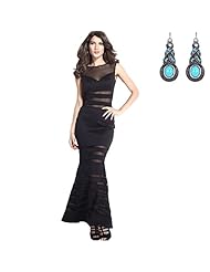 Sexy Mesh Lace Mermaid Round Neck Bandage Dress/Club Dress/Evening Dress/Party Dress/Wedding Dress  with a Brush/Sweep Train 