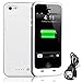 iPhone 5S 5 Battery Case, Rechargeable Portable 2500mAh Backup Power Bank External Protective Charger Case For iPhone 5S / 5, Full Body Protection,LED Battery Level Indicator (White)