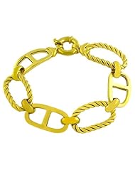 18 Karat Yellow Gold over Sterling Silver Fancy Link Bracelet (7.5 Inch)