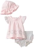 Vitamins Baby Girl Newborn Flower and Gingham Print Three-Piece Diaper Set With Hat, Pink, 6 Months