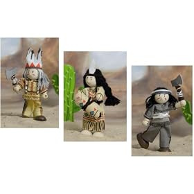 Budkins Wooden Indian Set (x3) - Chief, Brave & Tribal Mother