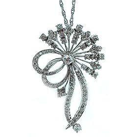 Vintage Diamond and Gold Pendant Brooch by Antique and Estate Jewelry