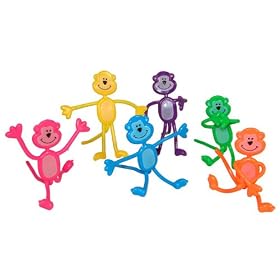 Bendable Neon Color Monkey Assortment (4 dz)