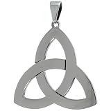 Stainless Steel Triquetra Celtic Trinity knot Pendant 30 in. Bead Chain included, 1 1/2 in. (38 mm) long