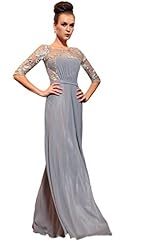 Bateau Neck Winter Elbow Length Sleeves Floor Length  Dress