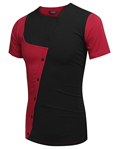 Coofandy Men's Casual Short Sleeve Patchwork T-shirt