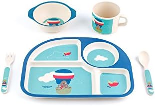Peterson HousewaresBF0263024S 5 Piece Kids Dinnerware Bamboo Fibre Set, Balloon