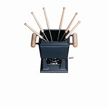 Staub SQUARE FONDUE WOOD HANDLES BLACK