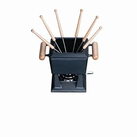Staub SQUARE FONDUE WOOD HANDLES BLACK