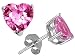 2.10 cttw Genuine Heart Shape Lab Created Pink Sapphire Earring Studs - 14kt White or Yellow Gold
