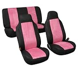 On Sale......suede Car Seat Cover Full Set Fb105 Pink/black 112
