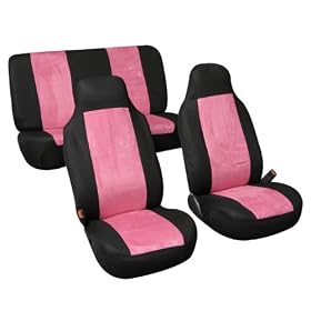 On Sale......suede Car Seat Cover Full Set Pink/black Fb105112