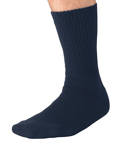 EMEM ApparelMen's Diabetic Crew Cotton Socks | Non-Binding Loose Top | Seamless Toe | 3-Pair | Big and Tall Available