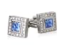 Simulated Tanzanite CZ Square Silver Simulated Diamond CZ Cufflinks with Gift Box