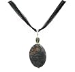 Necklace - N60 - Genuine Semi Precious Gemstone on Five-Strand Organza and Cotton Cord + 2" Extension Chain - Oval Shape ~ Crackle Agate (II)