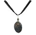 Necklace - N60 - Genuine Semi Precious Gemstone on Five-Strand Organza and Cotton Cord + 2 Extension Chain - Oval Shape ~ Crackle Agate (II)