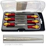 Premium-Grade 6pc Diamond Needle File Set Soft Grip Stone Tile Glass - Lifetime Warranty