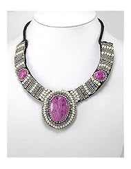 Cotton Waxed Thread Dyed Quartz Necklace In White Base