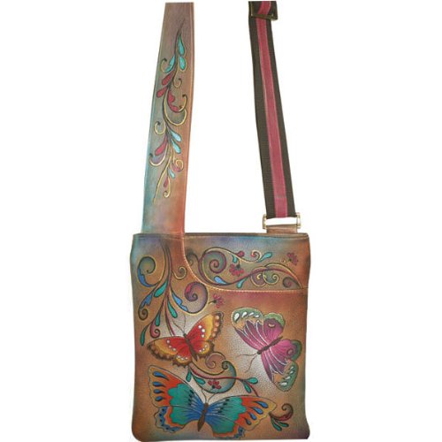 Anuschka Slim Cross Shoulder Bag Henna Butterfly Sling Bag