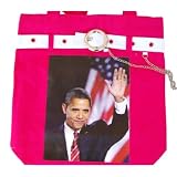 New President Obama Waving Canvas Belt Loop Tote Bag - Hot Pink