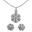 Sterling Silver Detailed Snowflake Earring and Pendant Set
