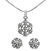 Sterling Silver Detailed Snowflake Earring and Pendant Set