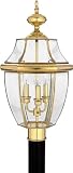 Quoizel NY9043B Newbury 3-Light Outdoor Post Lantern, Polished Brass