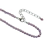 Single Strand Cultured Pearl Chain Necklace w. Silver Clasp, Lavender (16") + 2" Chain Tail