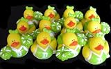 One Dozen (12) Green & White Rubber Ducky CHEERLEADERS Cheer Cheerleading Party Favors