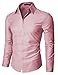 Doublju Mens Dress shirts with Shinning Fabric PINK (US-XL/ASIAN-2XL)