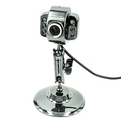 USB Webcam with Microphone and LED Lights - Metal Finish